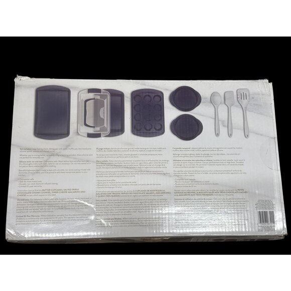 Non-Stick Diamond-Infused Navy Blue Baking Set with Utensils, 9-Piece New In Box - Picture 3 of 3